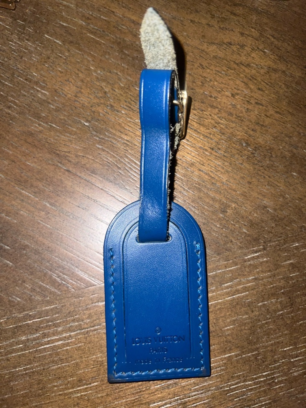 Louis Vuitton Royal Blue Leather Luggage Tag with Strap